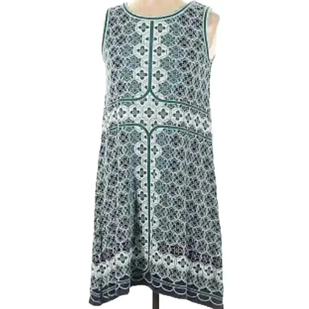 Max Studio Green/Blue Geometric Patterned Dress